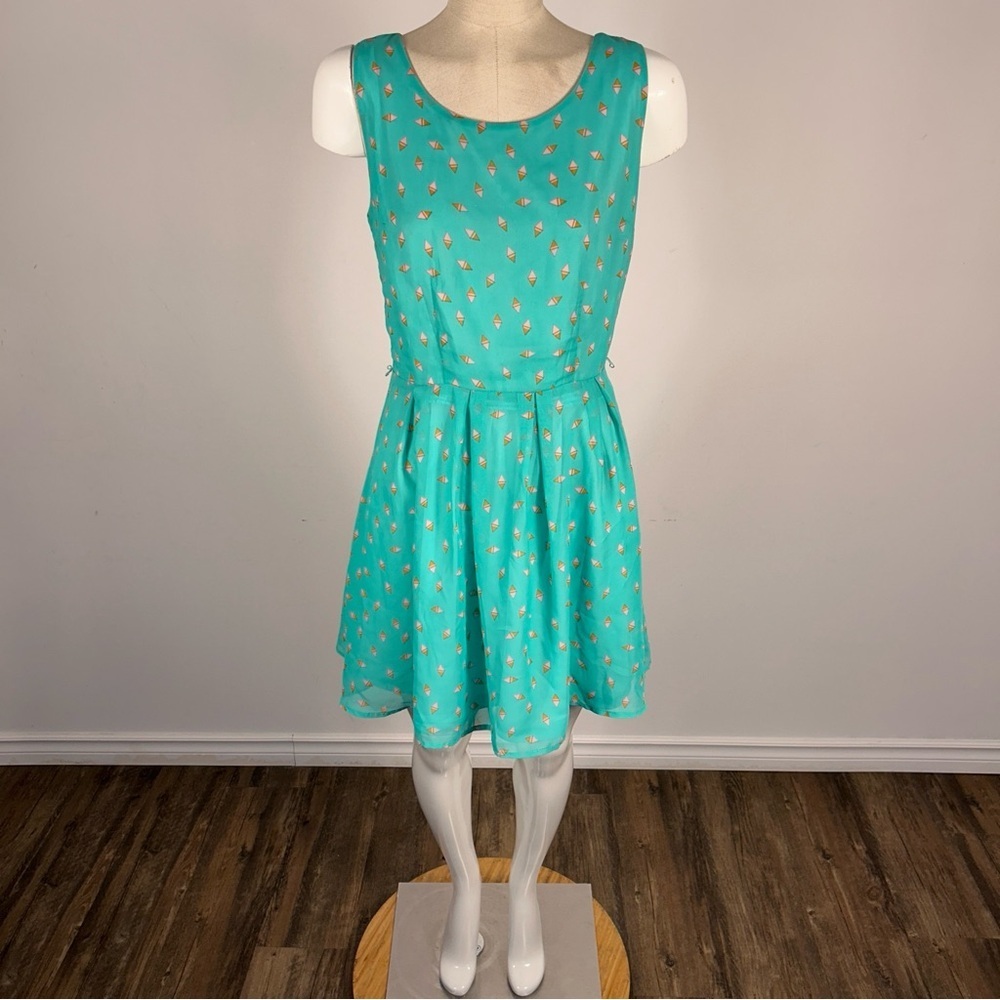 Moon Collection Teal Dress with Gold Patterns Size M